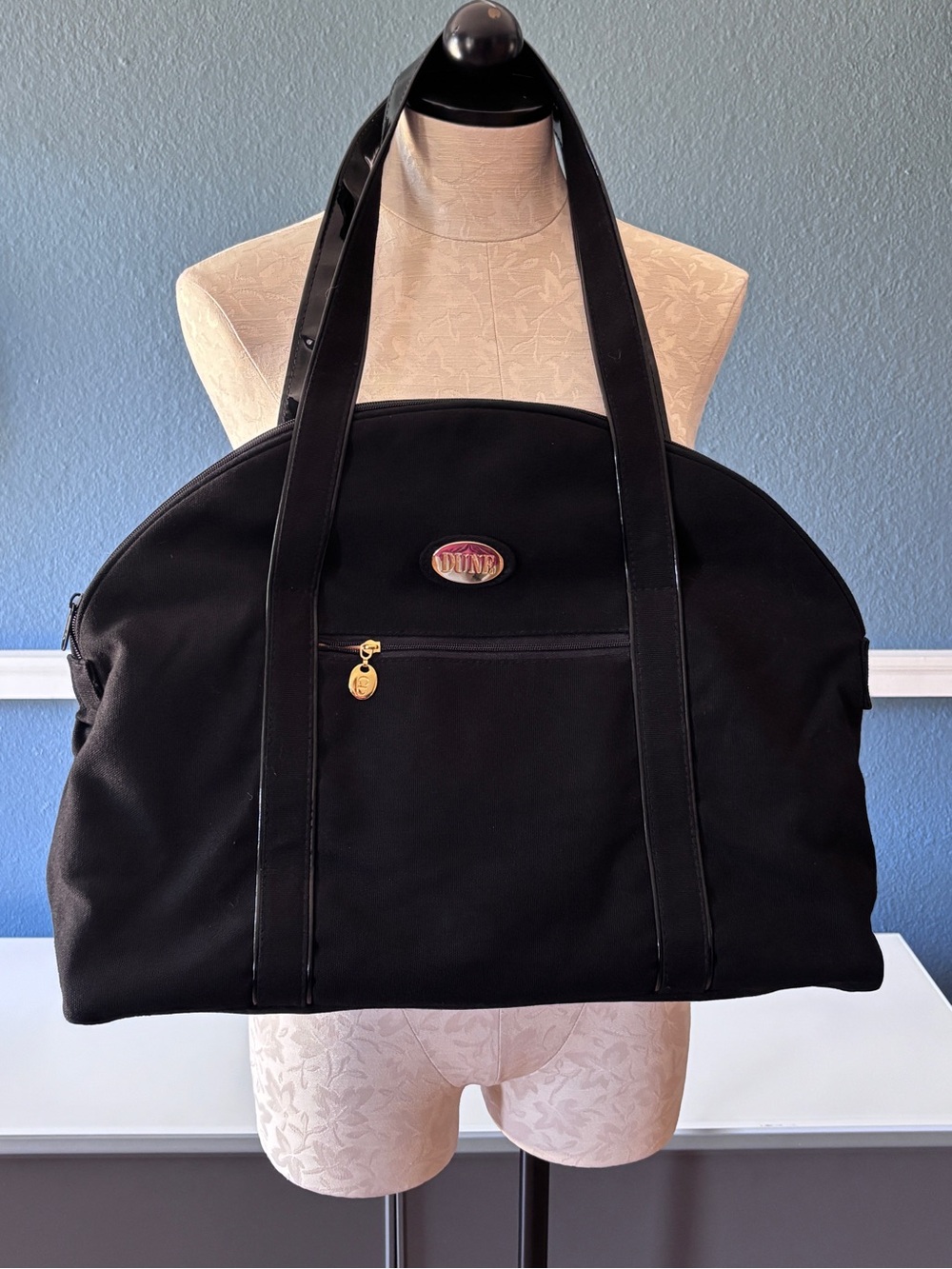Vintage Christian Dior Dune Parfums Canvas Weekender Travel Tote Bag Black Rare